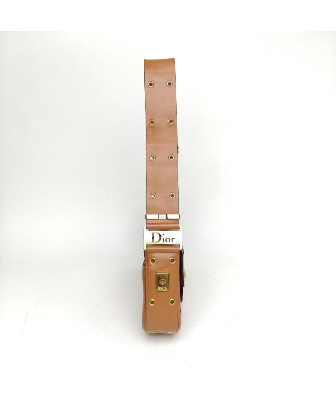 CHRISTIAN DIOR Коричневая кожаная сумка через плечо, фото 5