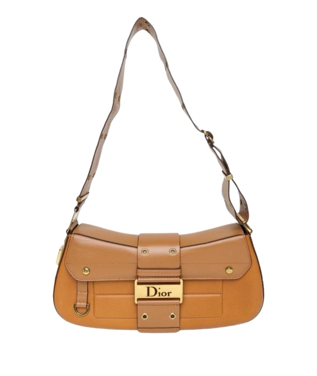 CHRISTIAN DIOR Коричневая кожаная сумка через плечо, фото 1