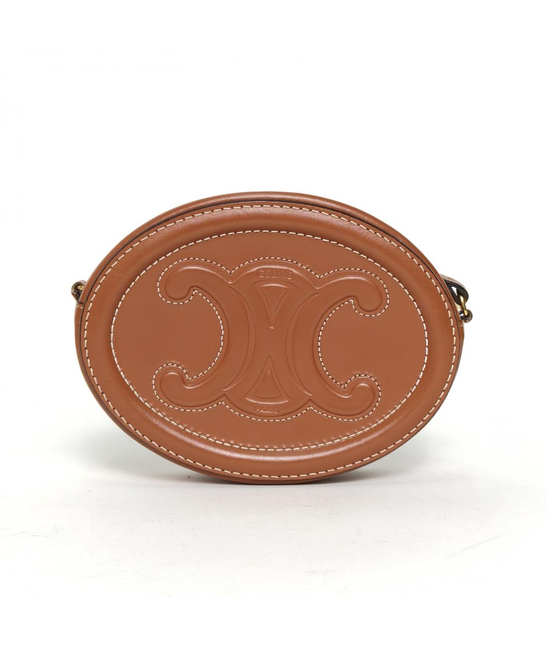 CELINE Коричневая кожаная сумка через плечо, фото 4