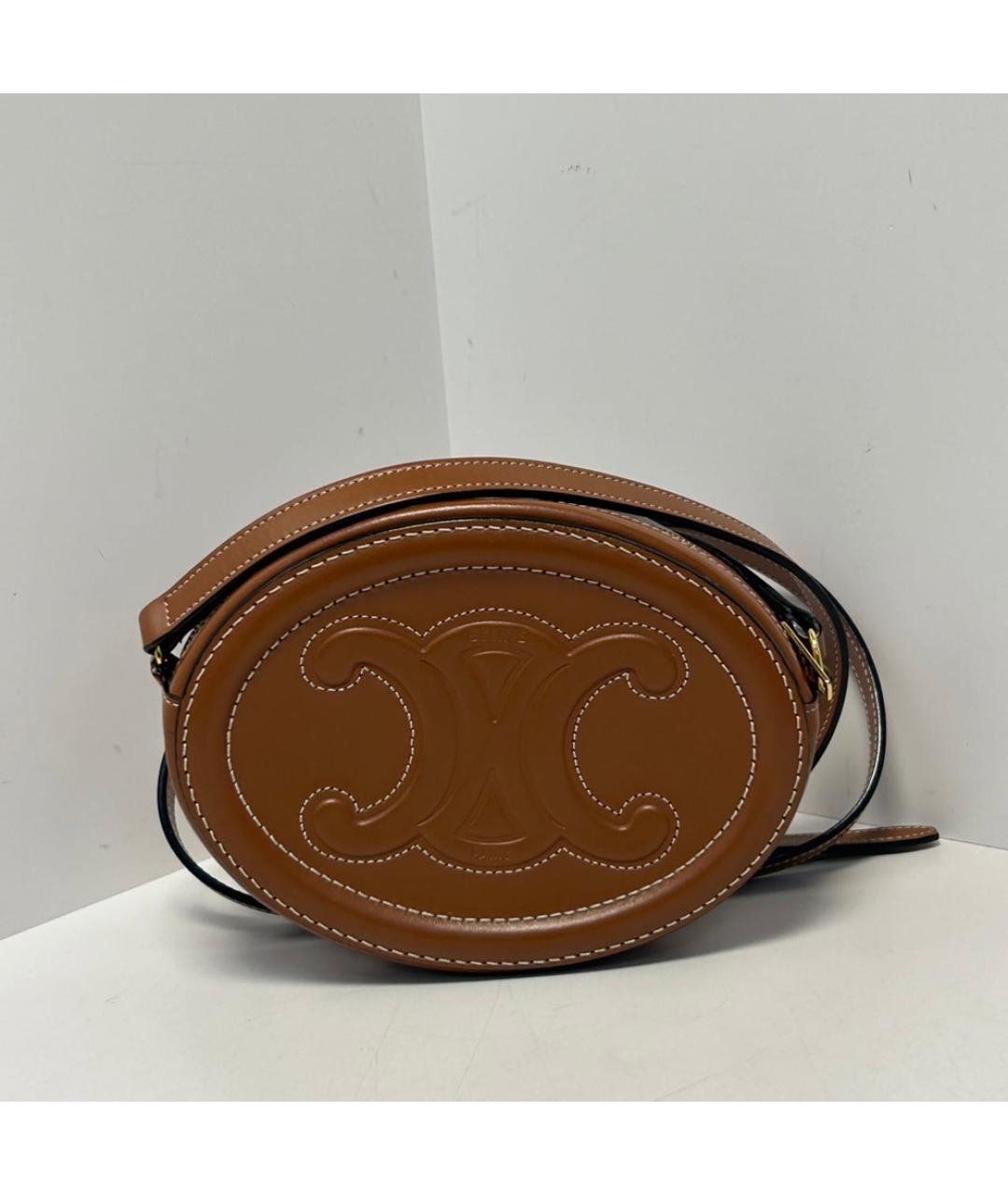 CELINE Коричневая кожаная сумка через плечо, фото 8