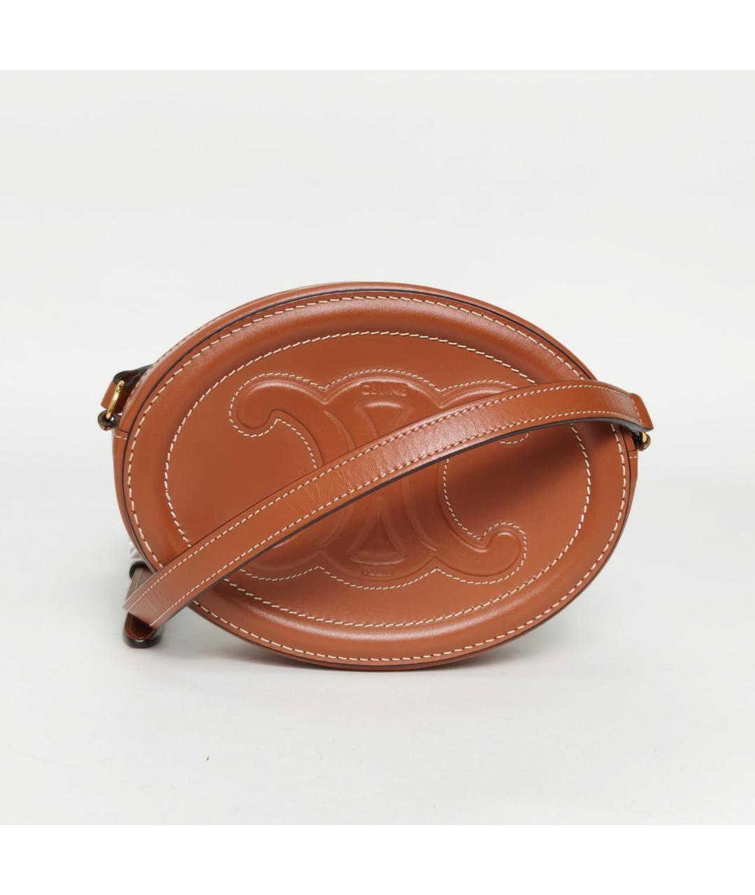 CELINE Коричневая кожаная сумка через плечо, фото 2