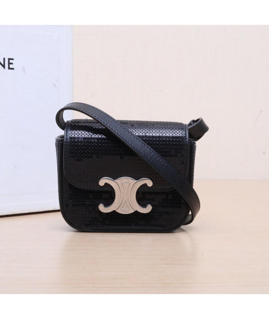 CELINE Черная кожаная сумка через плечо, фото 2