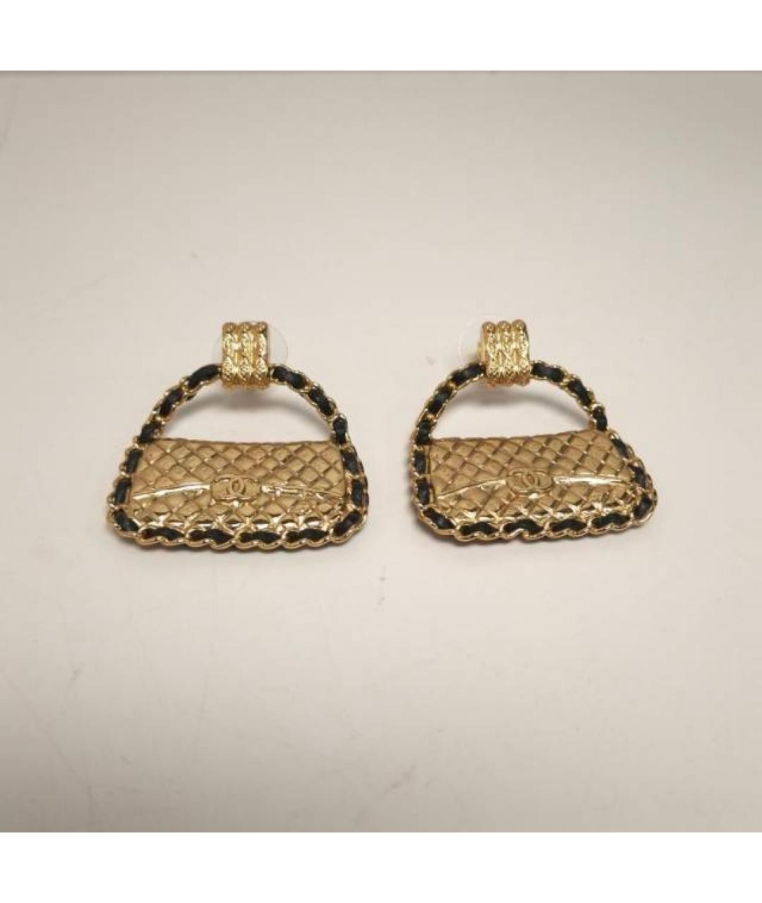 CHANEL Золотые металлические серьги, фото 7