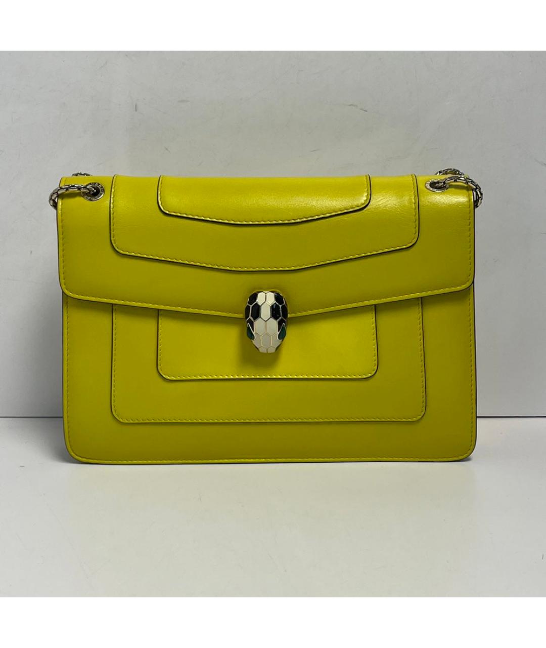 BVLGARI Желтая кожаная сумка через плечо, фото 9