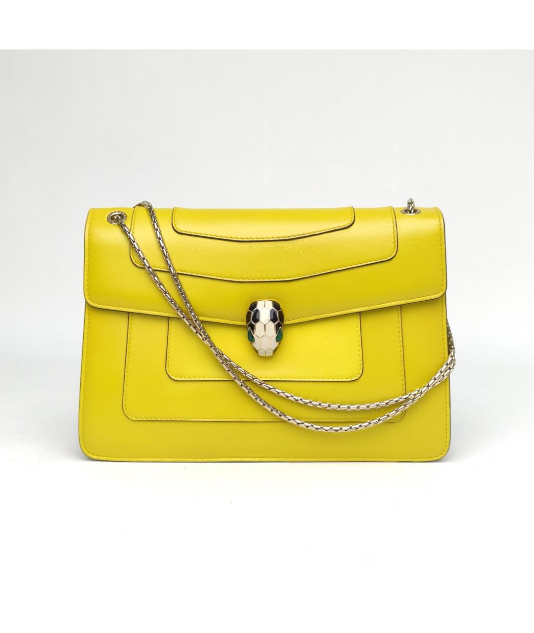 BVLGARI Желтая кожаная сумка через плечо, фото 2