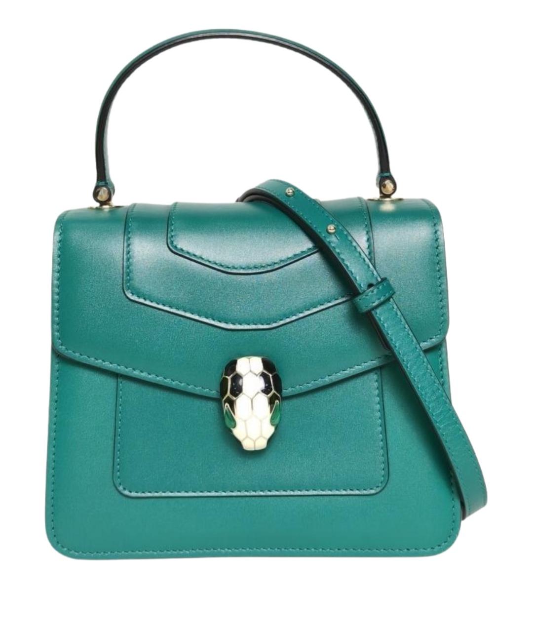 BVLGARI Бирюзовая кожаная сумка с короткими ручками, фото 1