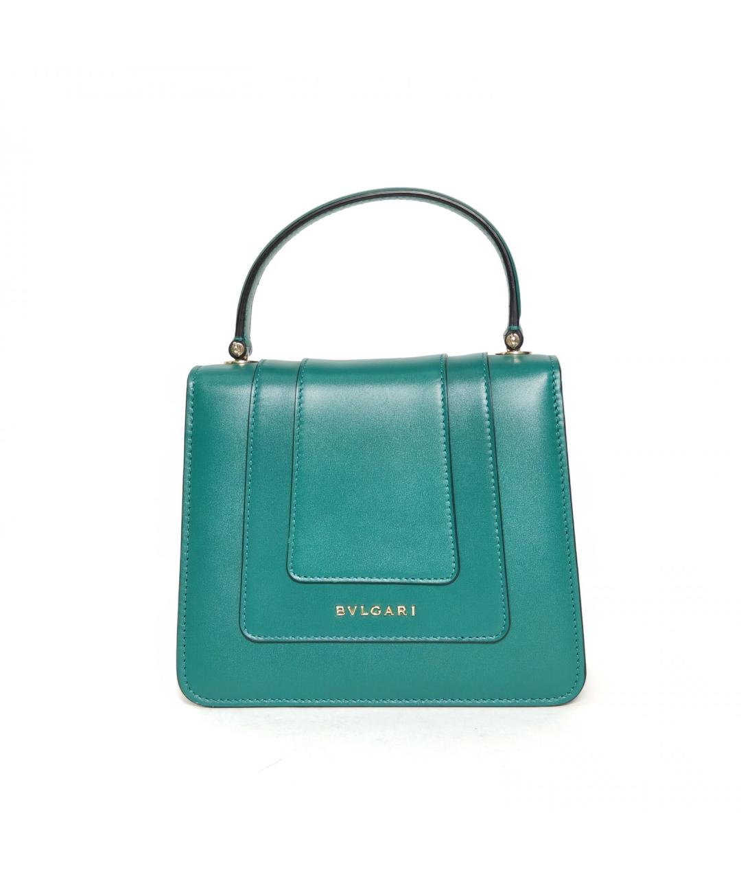 BVLGARI Бирюзовая кожаная сумка с короткими ручками, фото 6