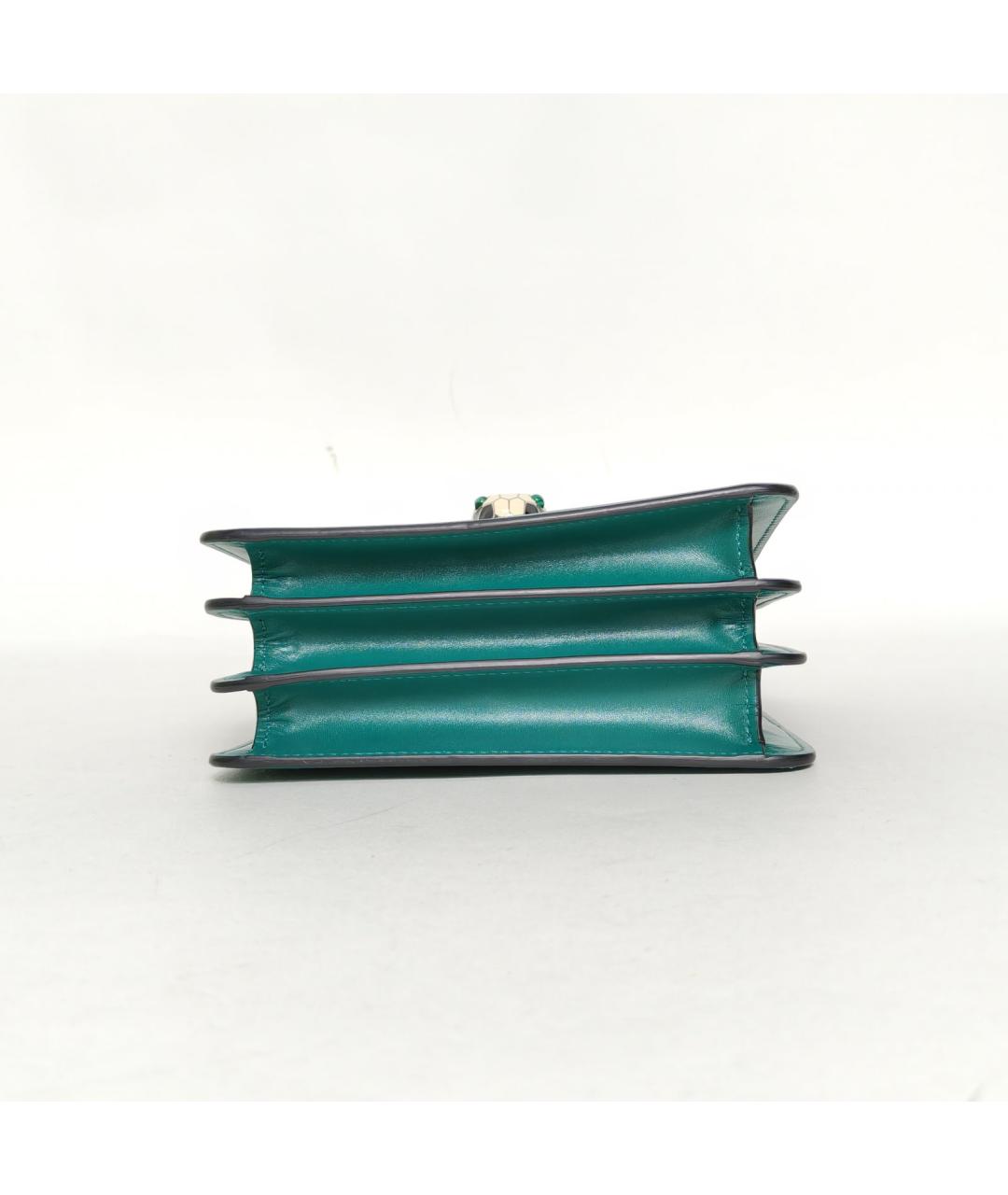 BVLGARI Бирюзовая кожаная сумка с короткими ручками, фото 8