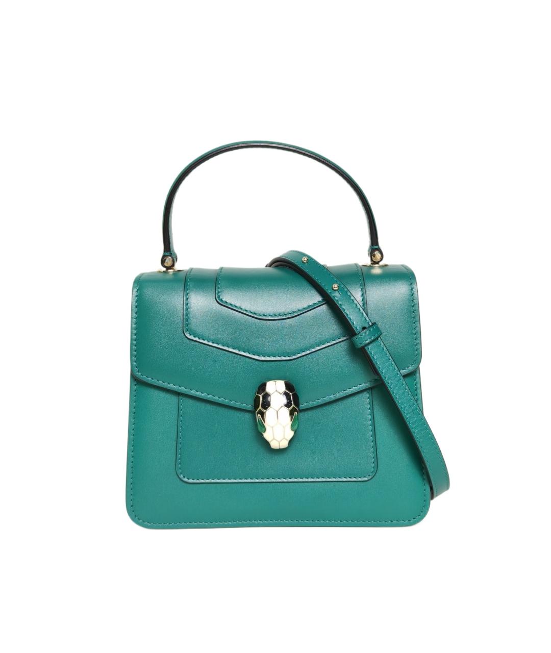 BVLGARI Бирюзовая кожаная сумка с короткими ручками, фото 10