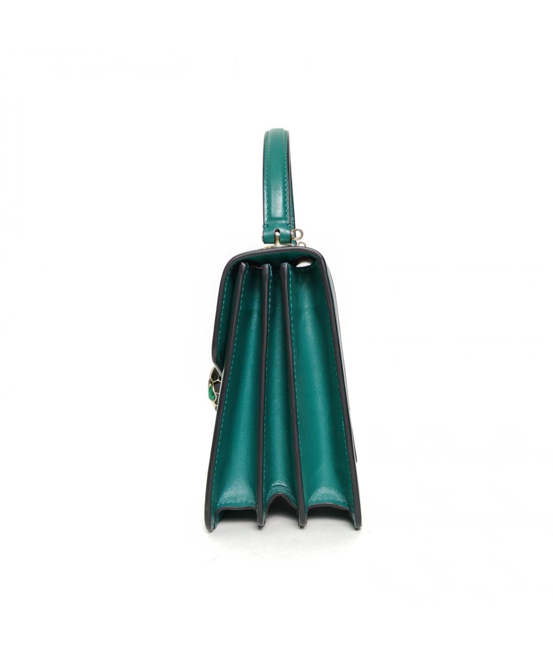 BVLGARI Бирюзовая кожаная сумка с короткими ручками, фото 5