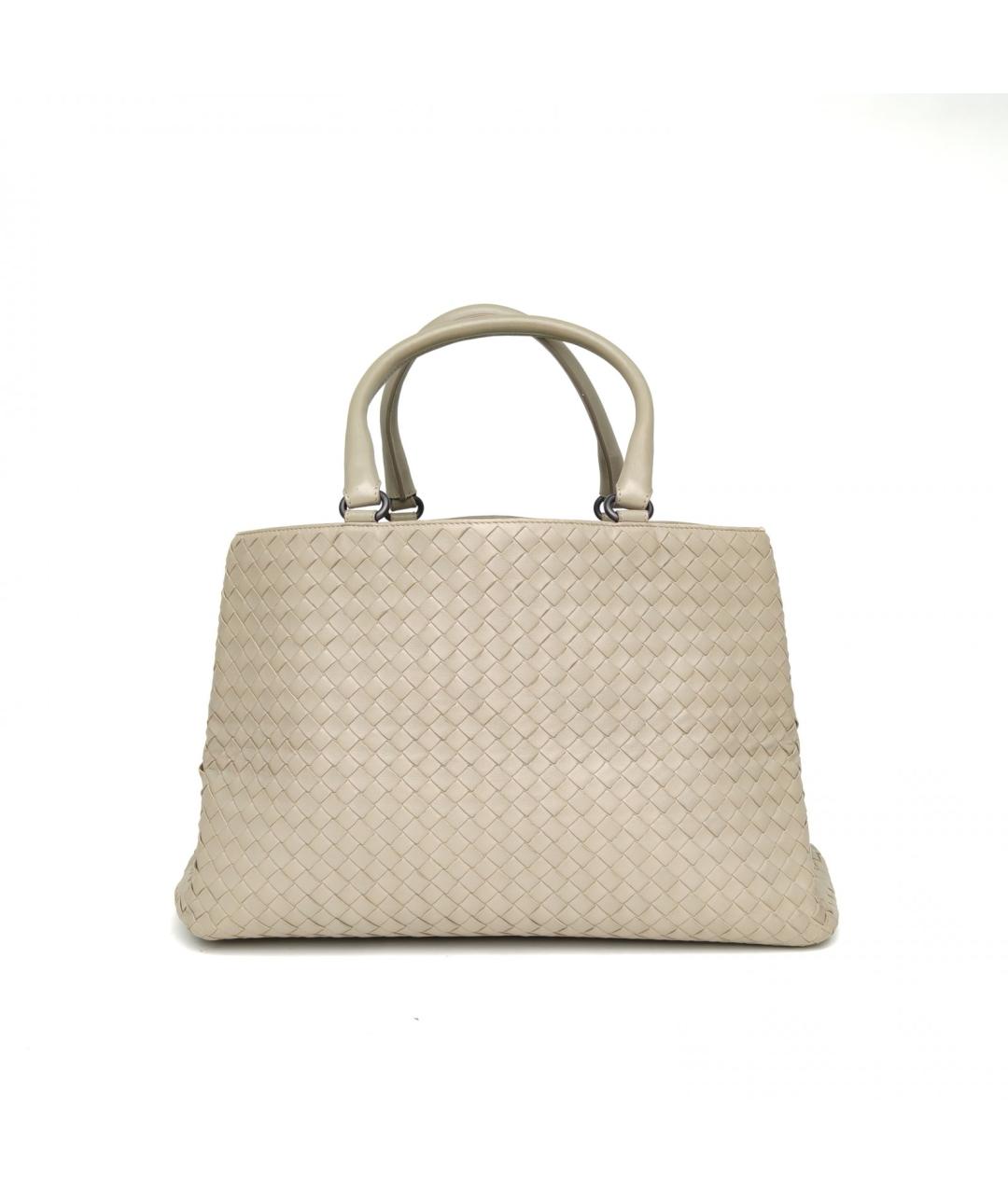 BOTTEGA VENETA Бежевая кожаная сумка с короткими ручками, фото 4