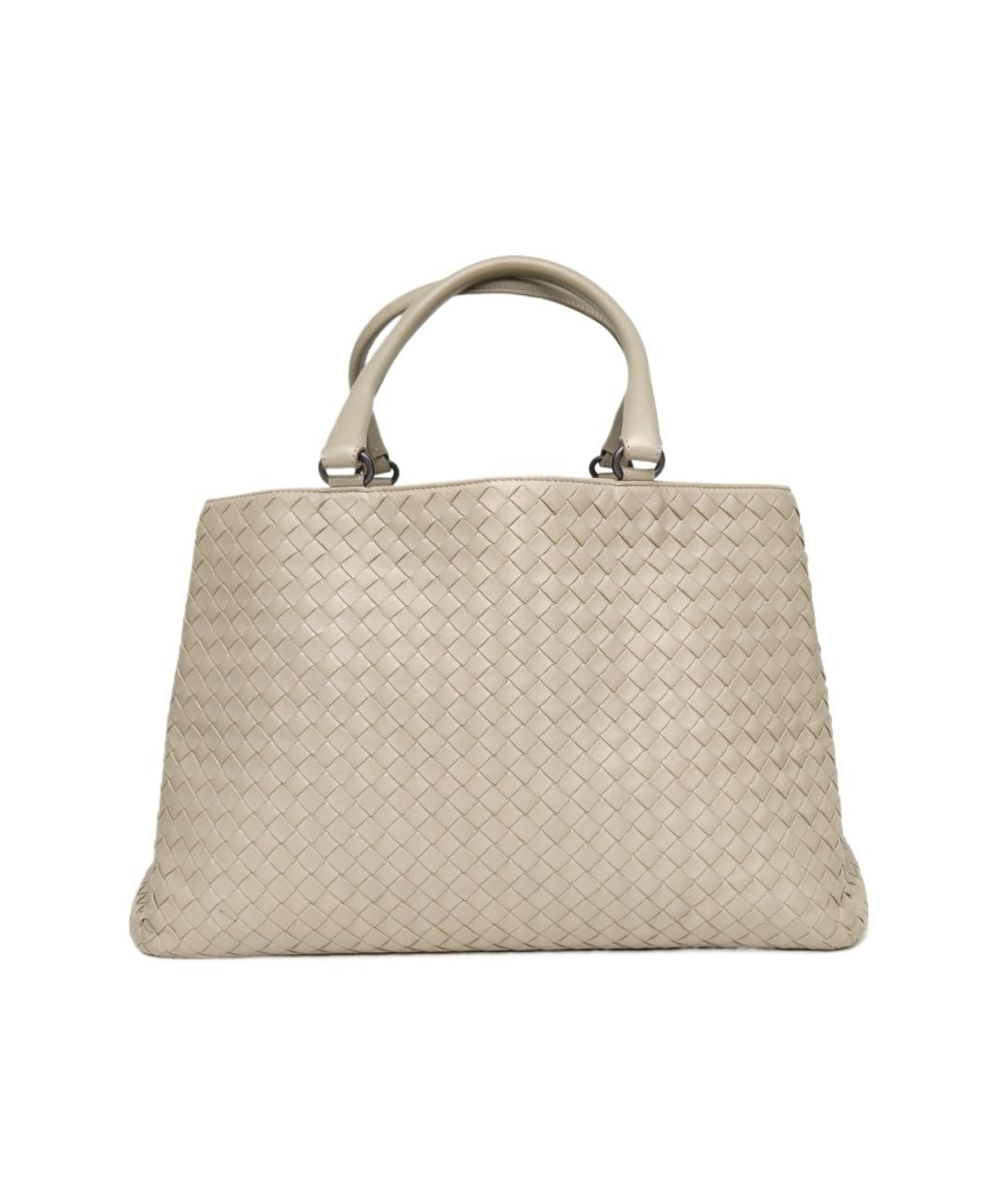 BOTTEGA VENETA Бежевая кожаная сумка с короткими ручками, фото 10