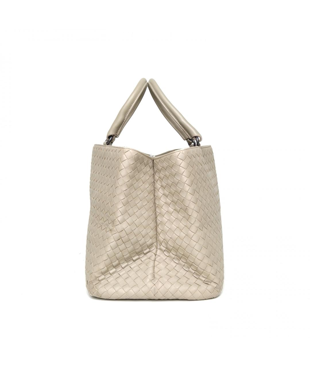 BOTTEGA VENETA Бежевая кожаная сумка с короткими ручками, фото 5