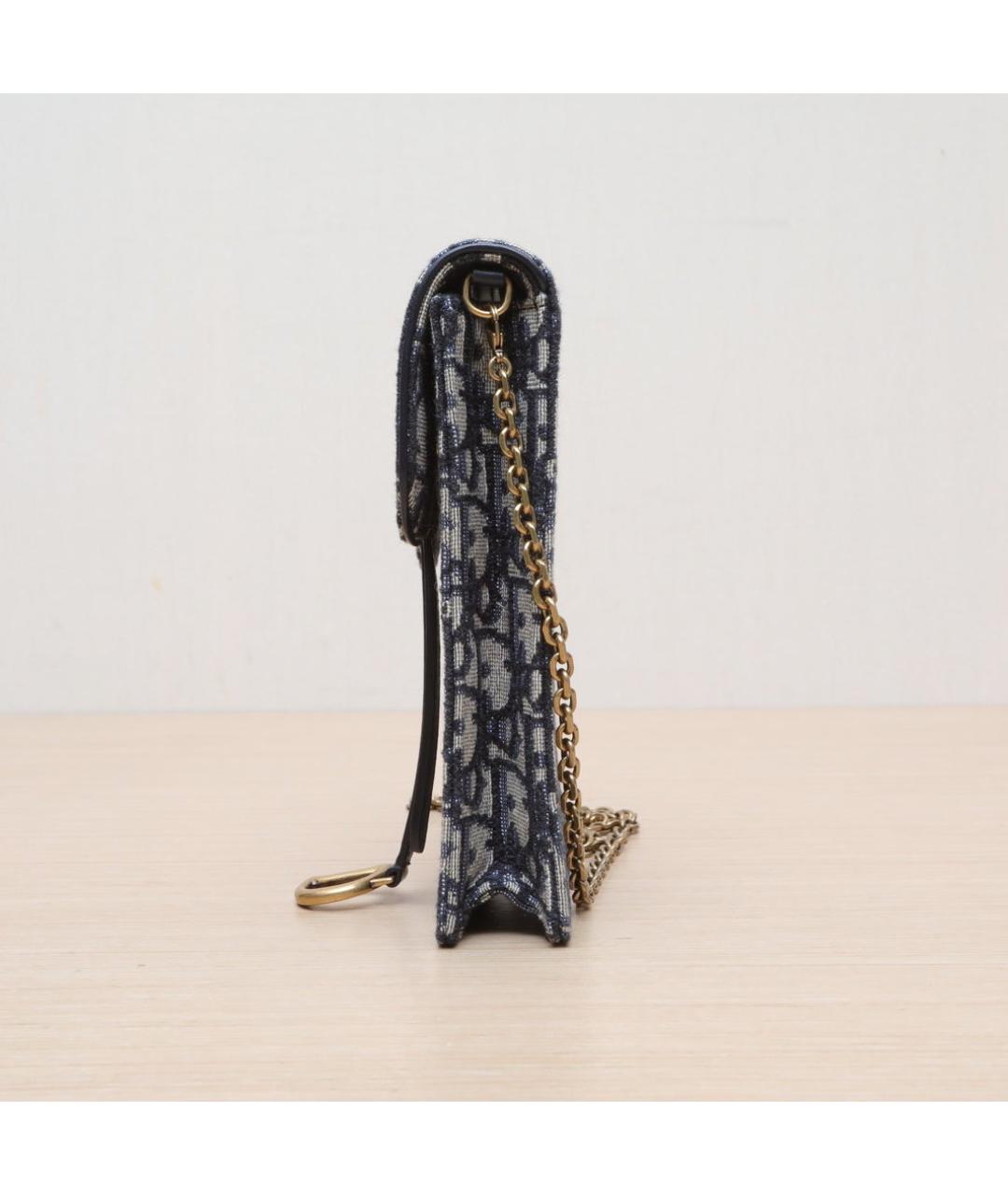 CHRISTIAN DIOR Синяя тканевая сумка через плечо, фото 5