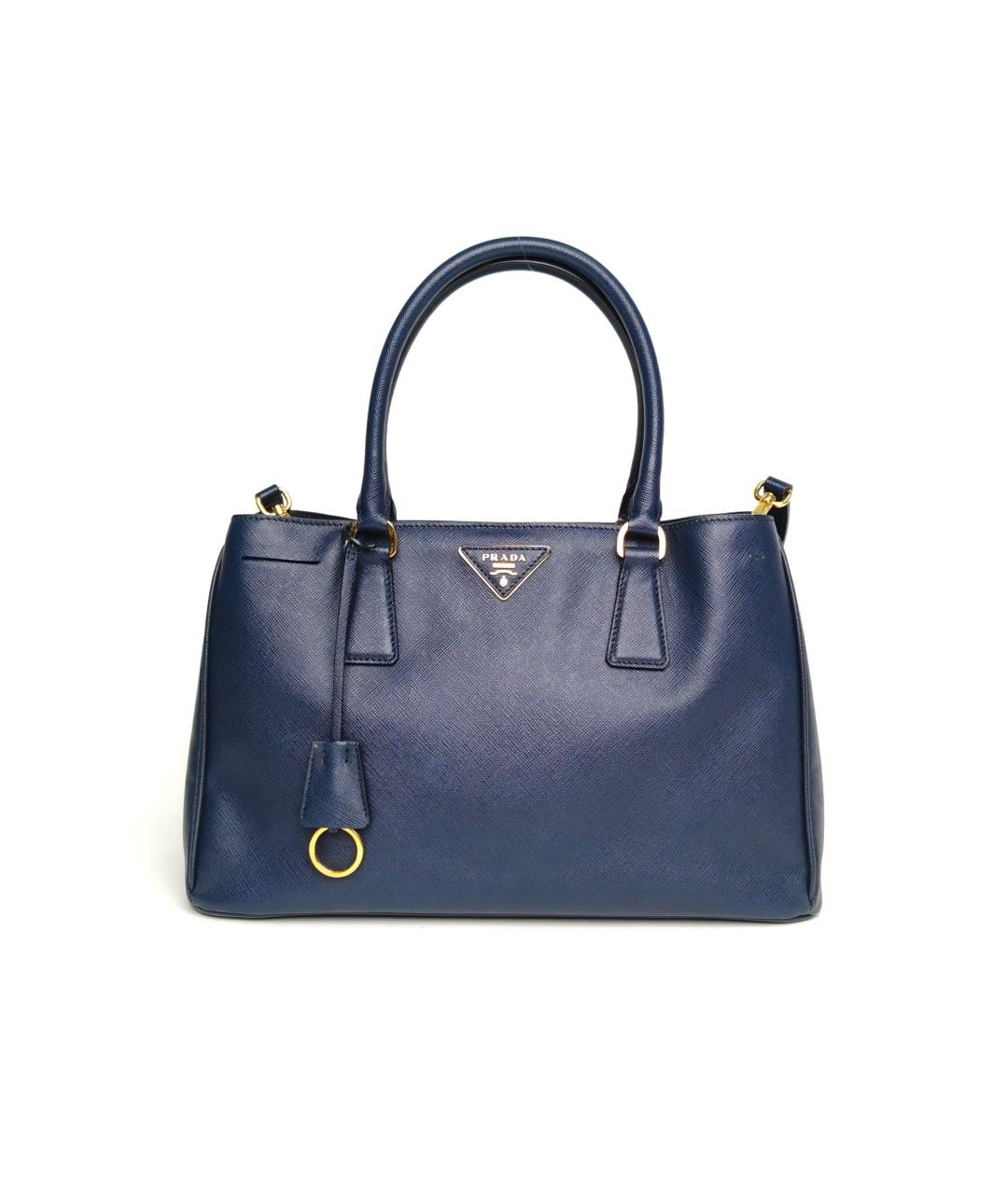 PRADA Темно-синяя кожаная сумка с короткими ручками, фото 2