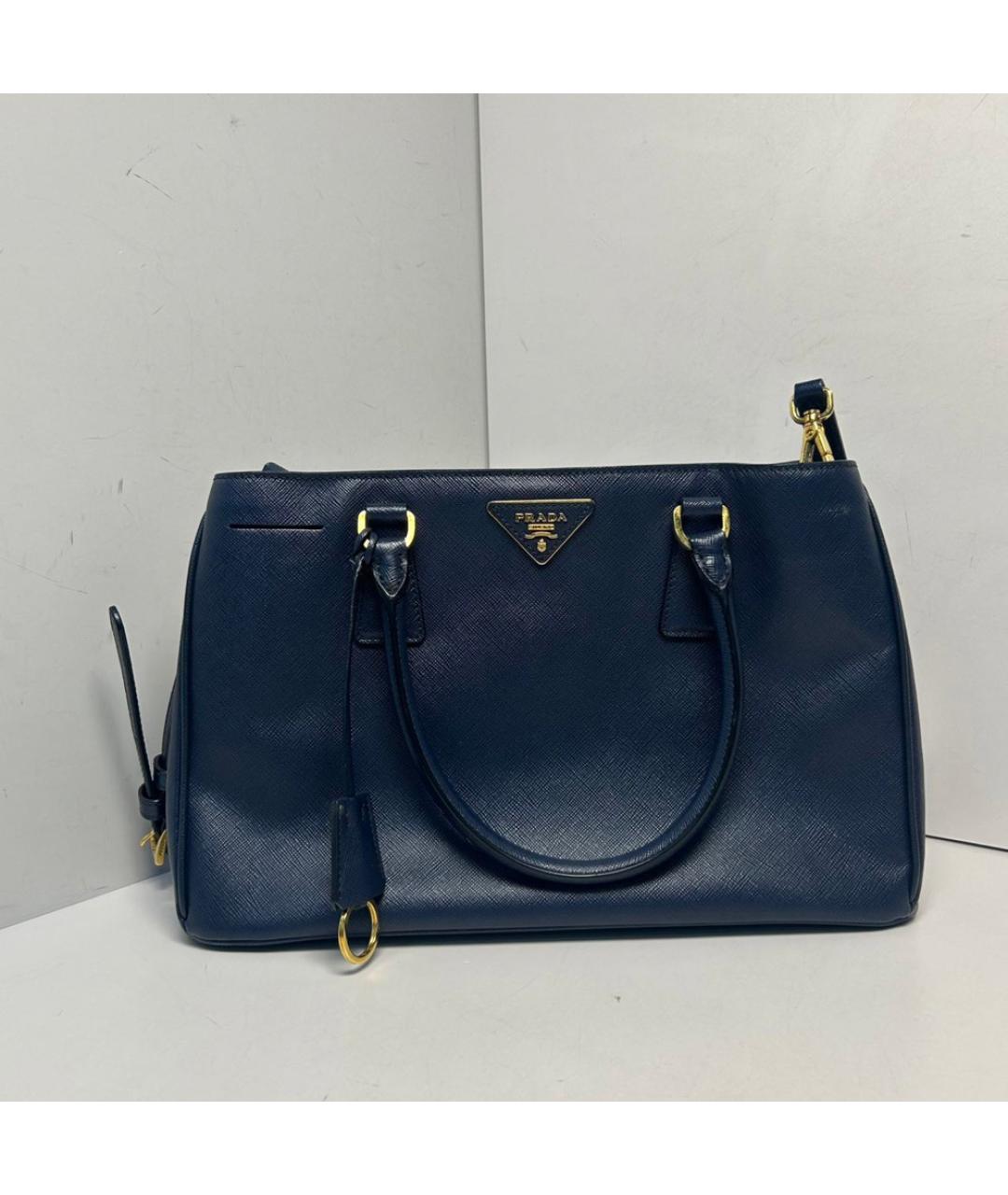 PRADA Темно-синяя кожаная сумка с короткими ручками, фото 9