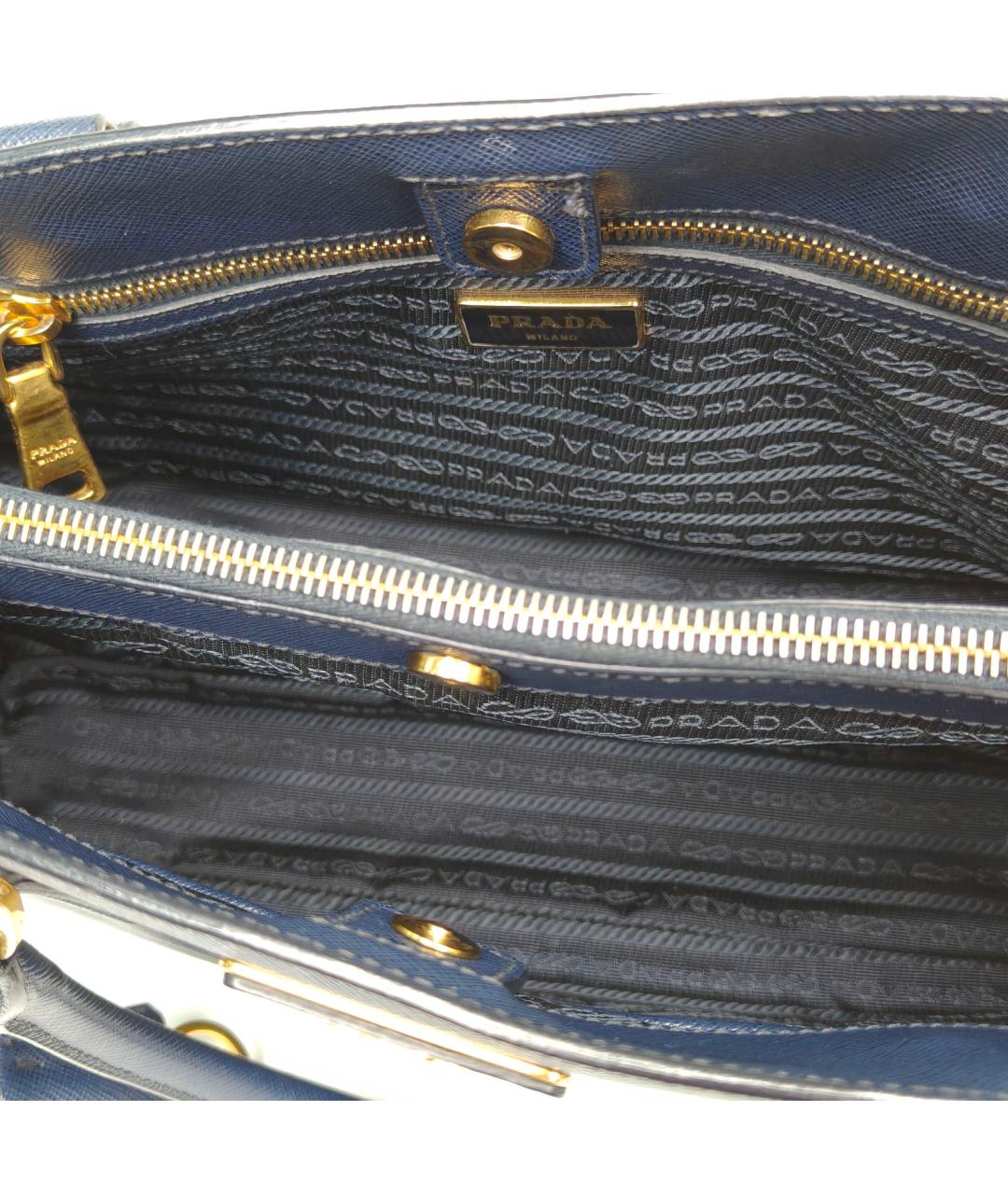 PRADA Темно-синяя кожаная сумка с короткими ручками, фото 7