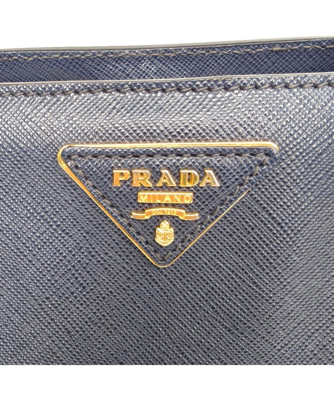 PRADA Темно-синяя кожаная сумка с короткими ручками, фото 8