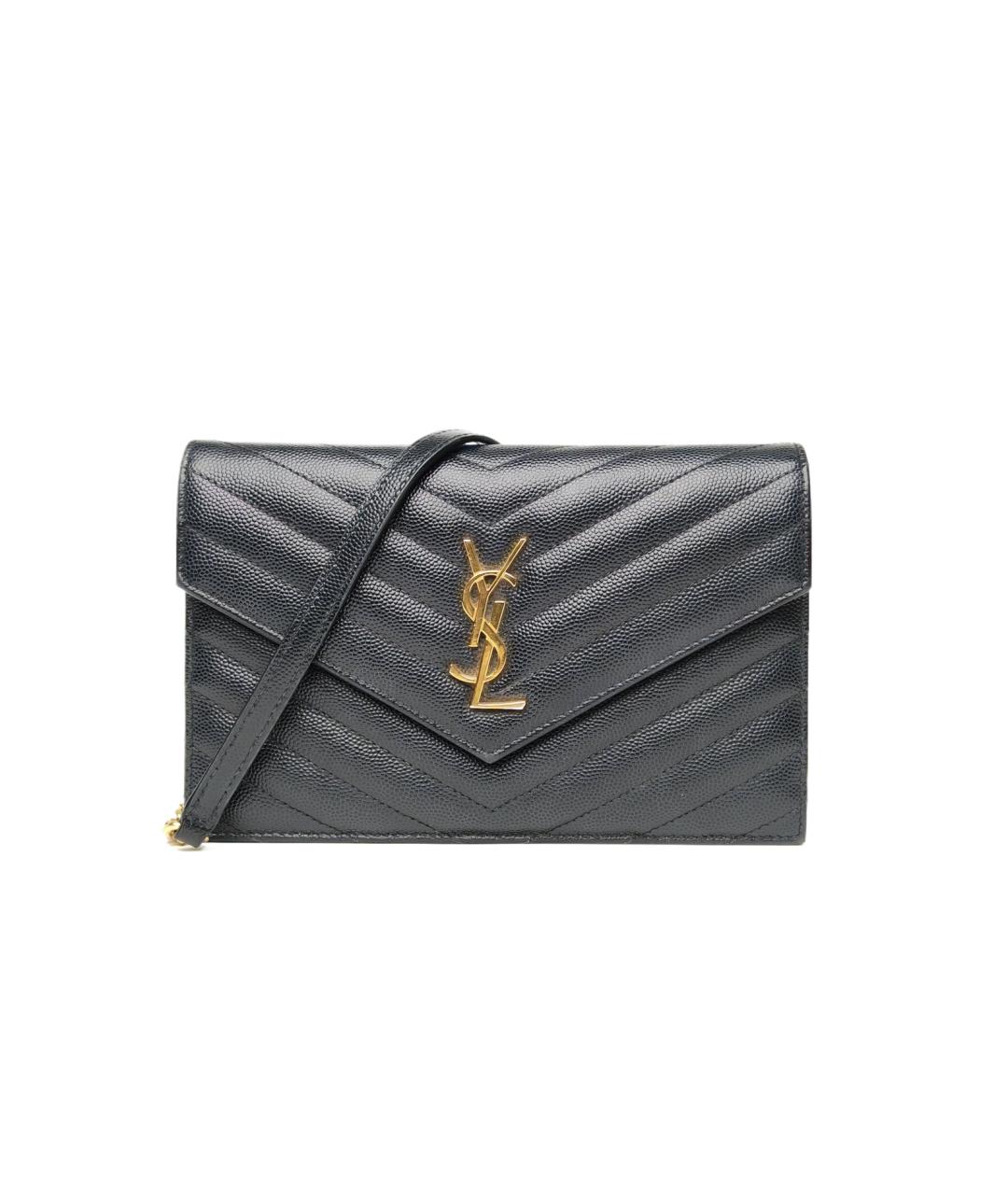 SAINT LAURENT Черная кожаная сумка через плечо, фото 1