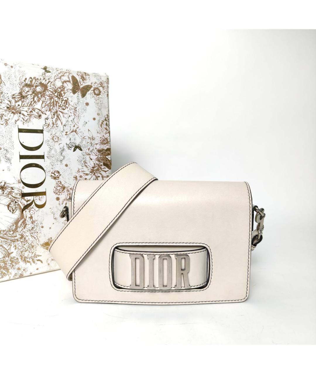 CHRISTIAN DIOR Белая кожаная сумка через плечо, фото 9