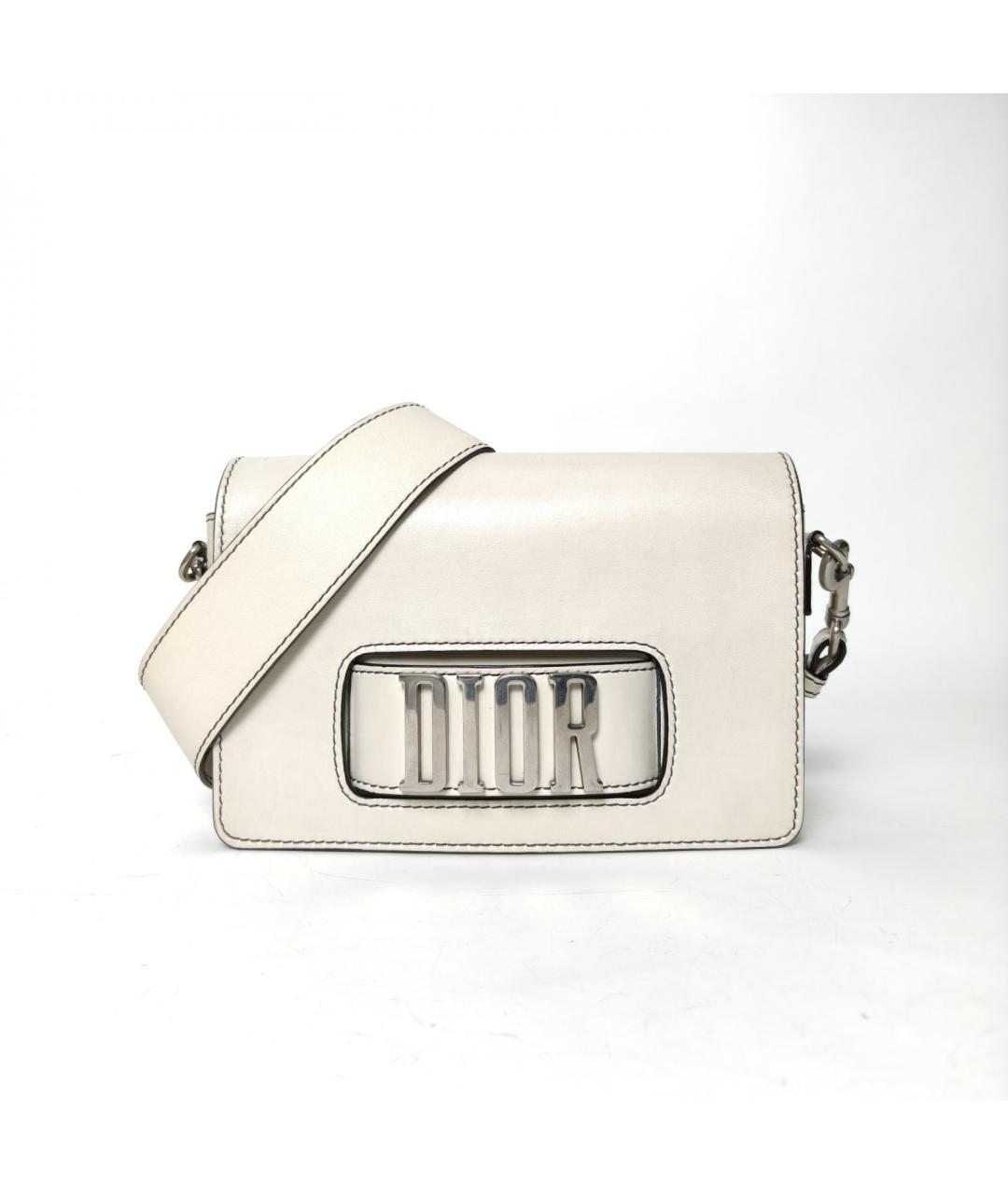 CHRISTIAN DIOR Белая кожаная сумка через плечо, фото 2