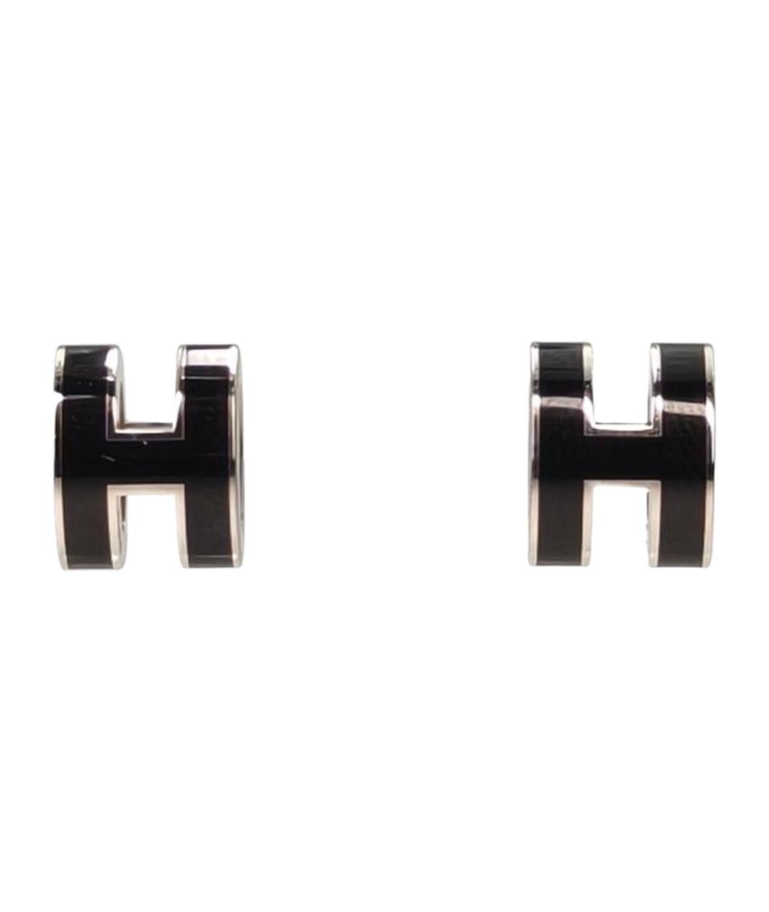 HERMES Черные металлические серьги, фото 1