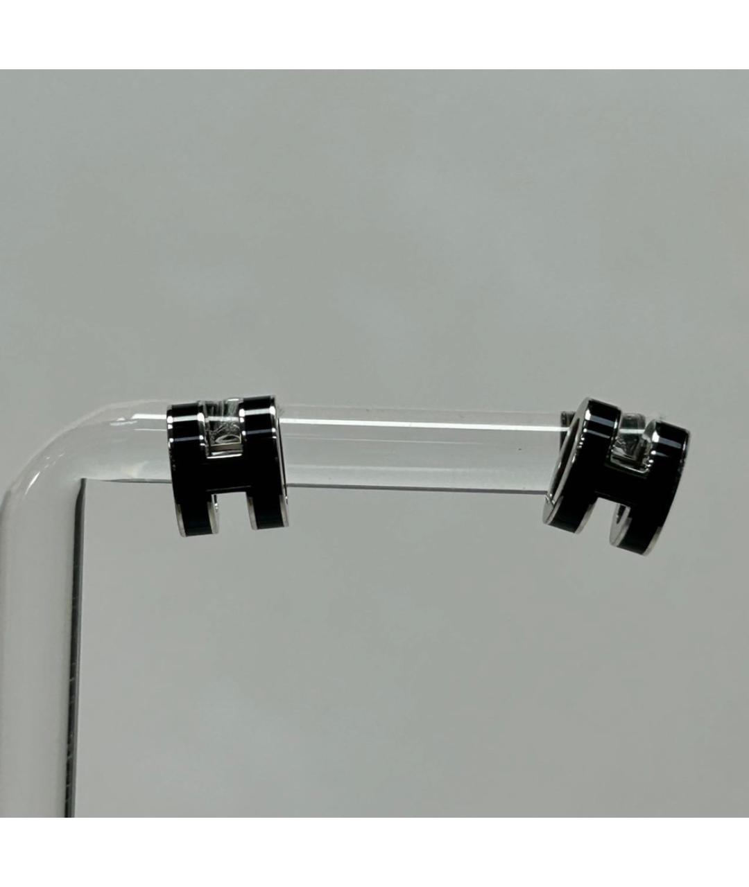 HERMES Черные металлические серьги, фото 5