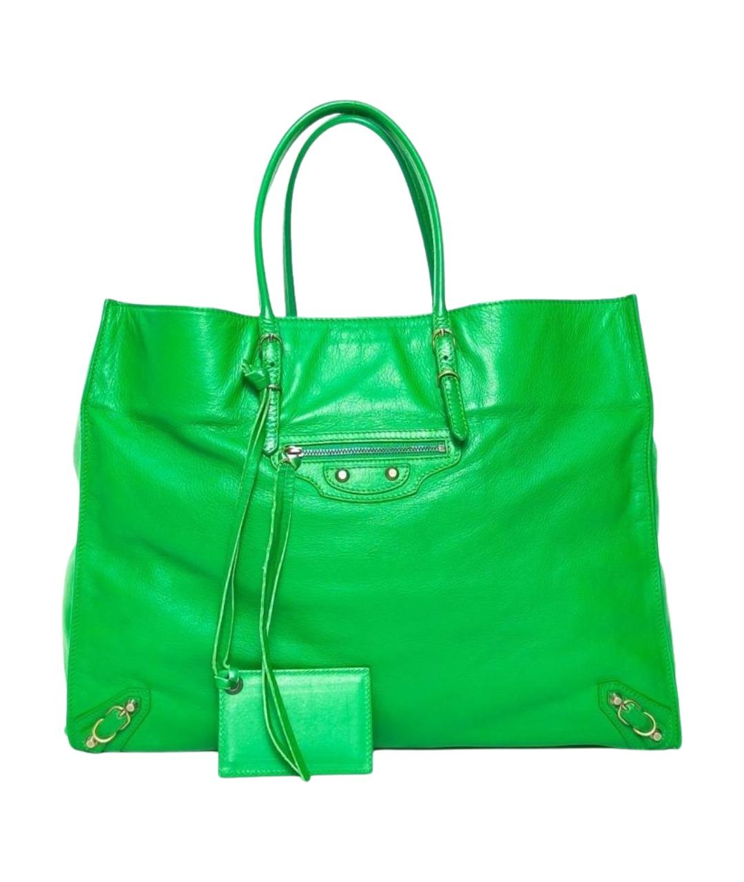 BALENCIAGA Зеленая кожаная сумка тоут, фото 1
