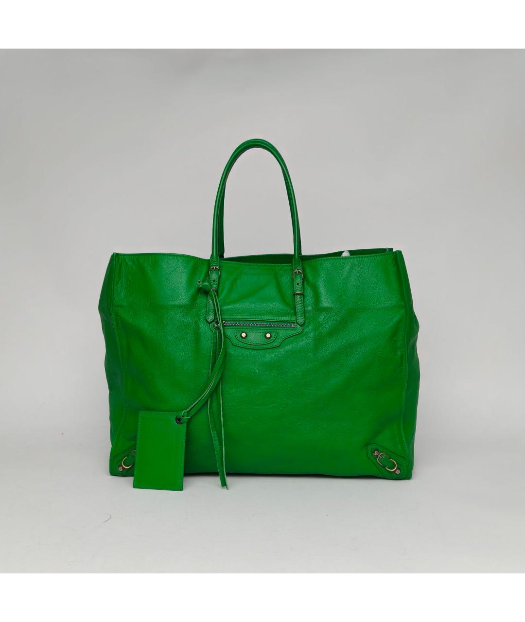 BALENCIAGA Зеленая кожаная сумка тоут, фото 8