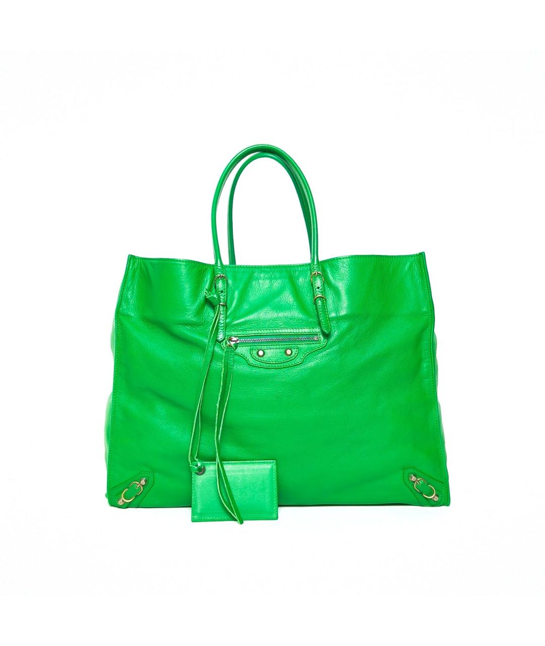 BALENCIAGA Зеленая кожаная сумка тоут, фото 10