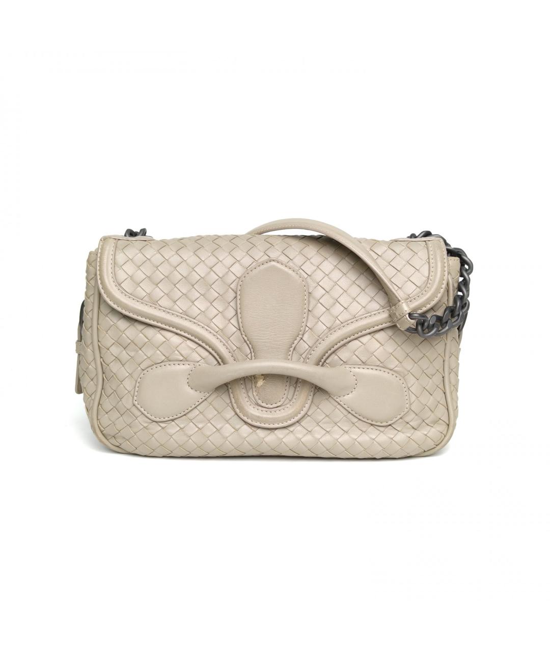 BOTTEGA VENETA Бежевая кожаная сумка через плечо, фото 2