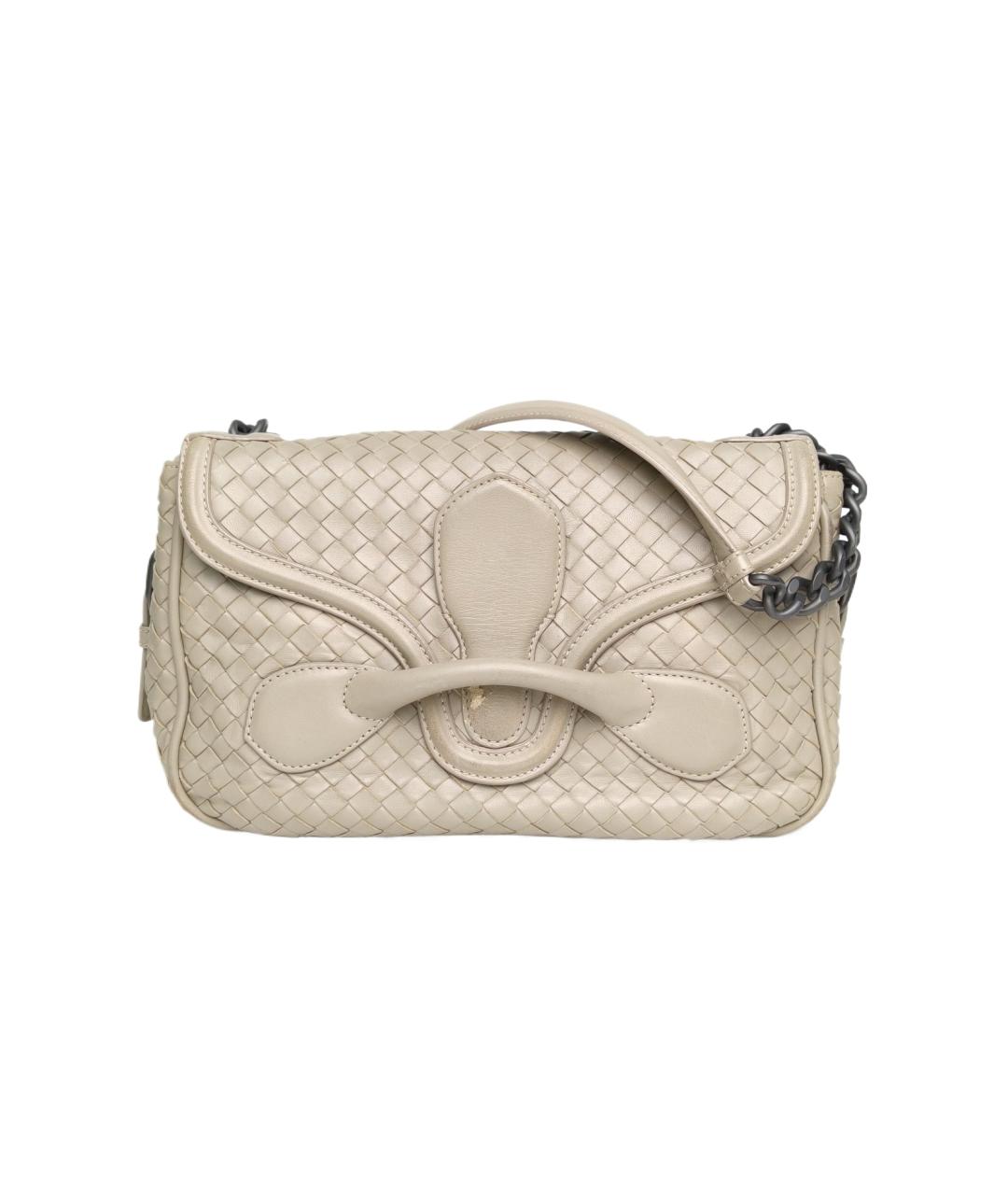 BOTTEGA VENETA Бежевая кожаная сумка через плечо, фото 10