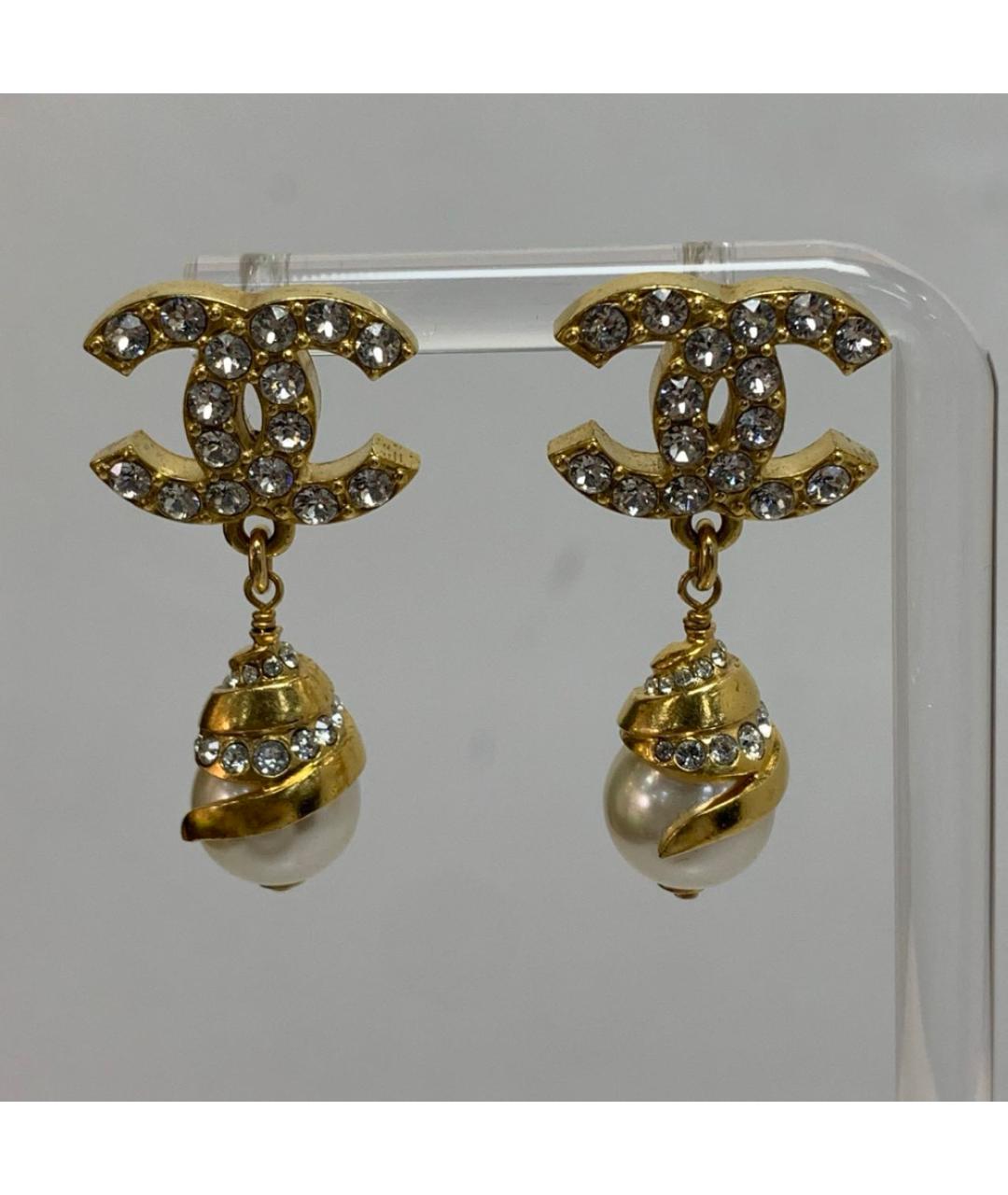 CHANEL Золотые металлические серьги, фото 6