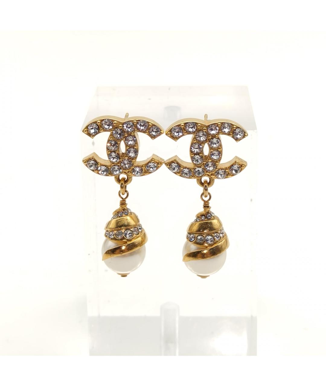 CHANEL Золотые металлические серьги, фото 2