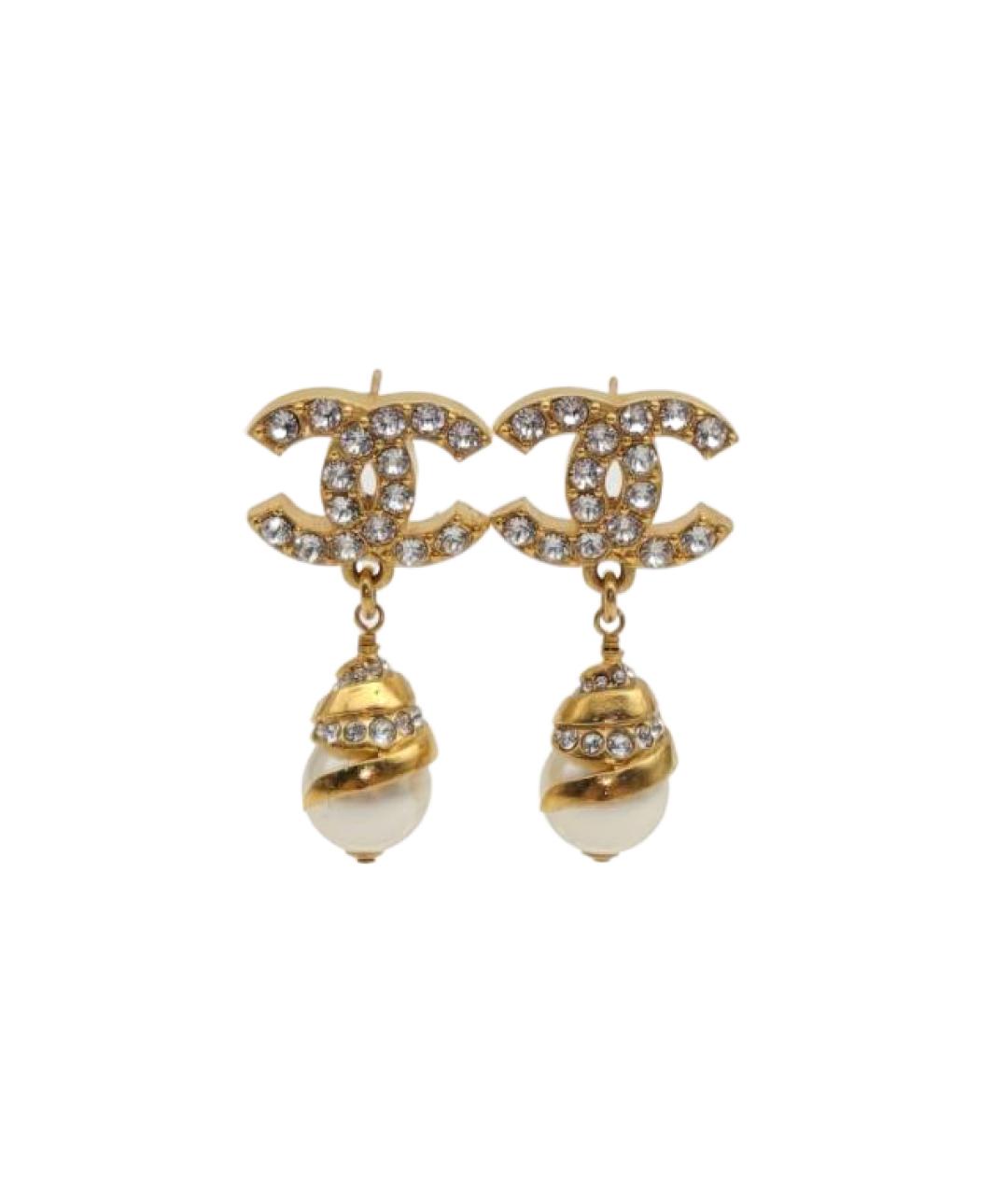 CHANEL Золотые металлические серьги, фото 1