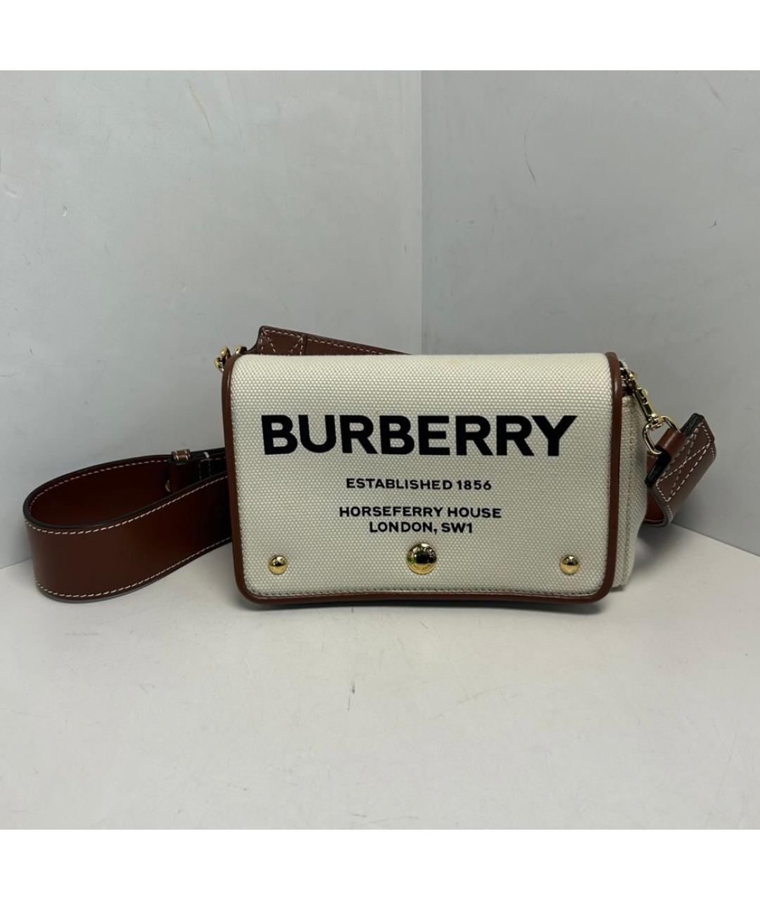 BURBERRY Бежевая тканевая сумка через плечо, фото 9