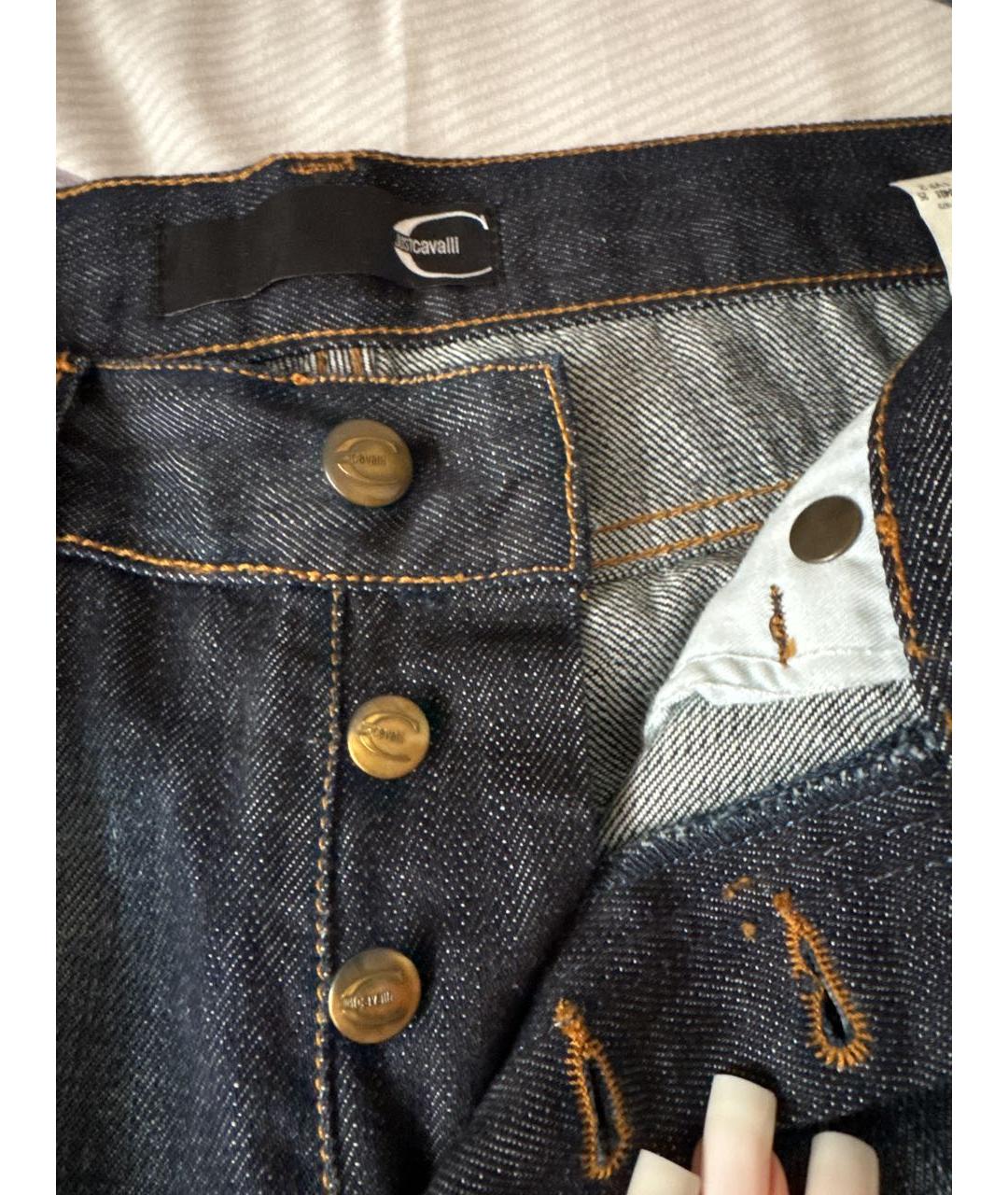JUST CAVALLI Синие хлопковые прямые джинсы, фото 5