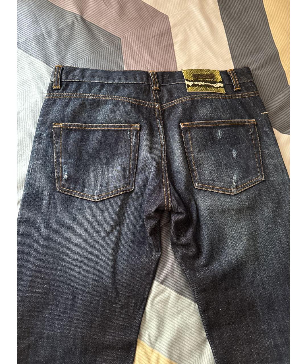 JUST CAVALLI Синие хлопковые прямые джинсы, фото 3