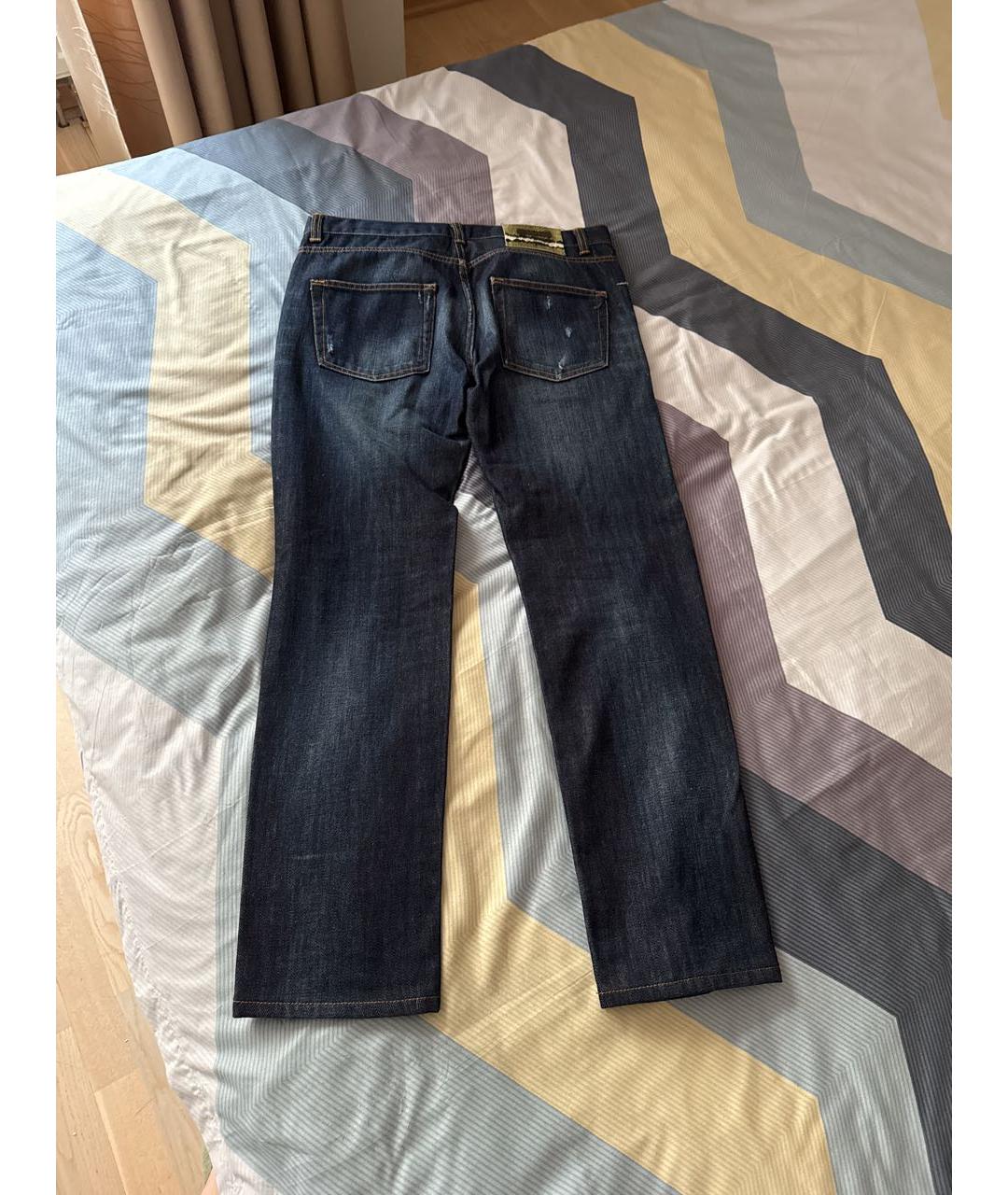 JUST CAVALLI Синие хлопковые прямые джинсы, фото 2