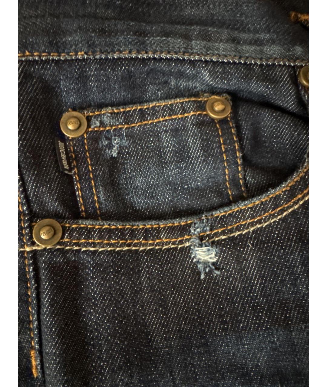 JUST CAVALLI Синие хлопковые прямые джинсы, фото 6