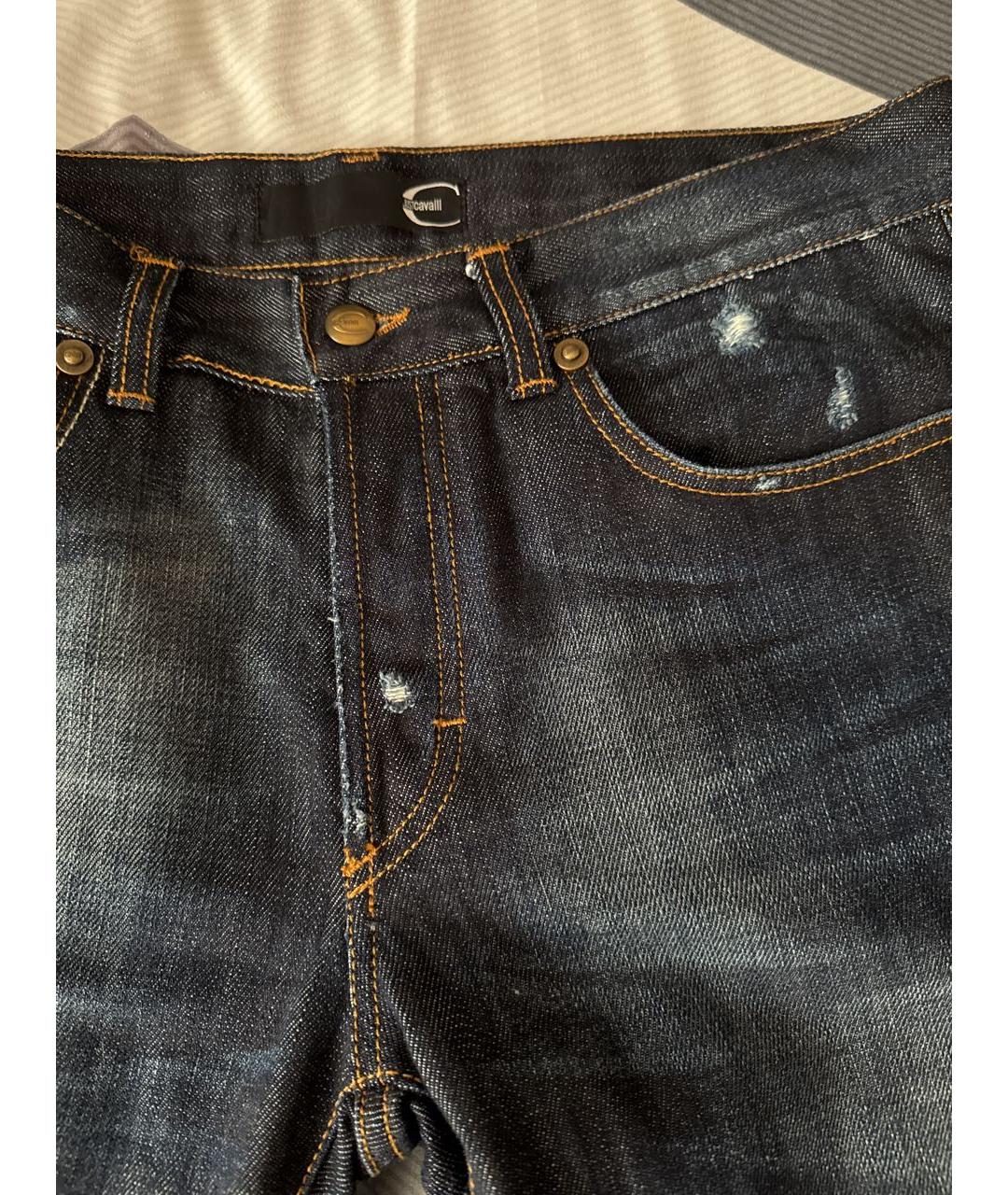JUST CAVALLI Синие хлопковые прямые джинсы, фото 4