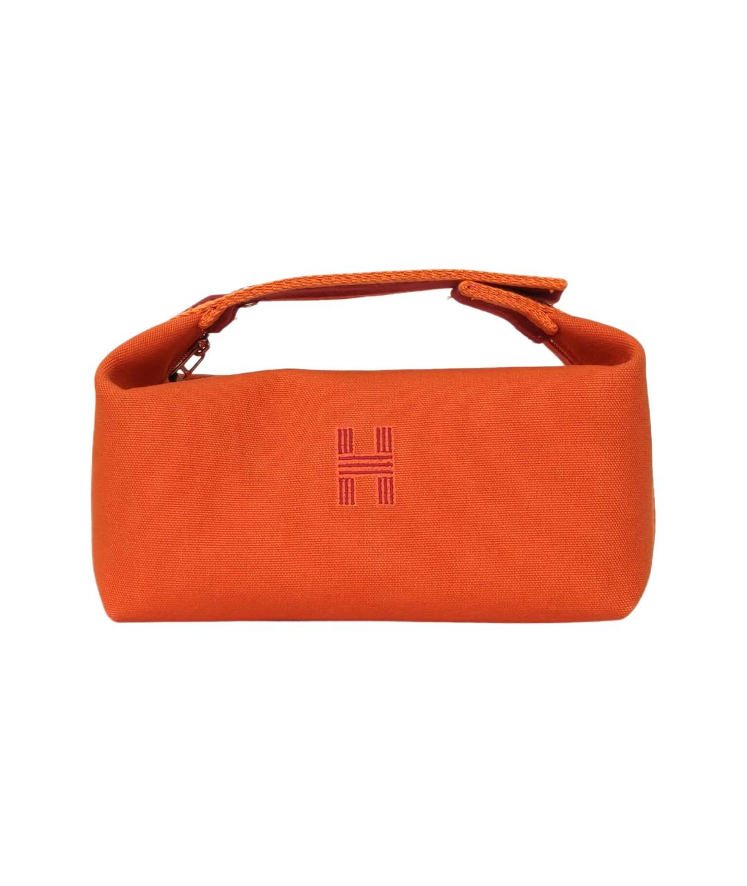 HERMES Оранжевая тканевая косметичка, фото 1