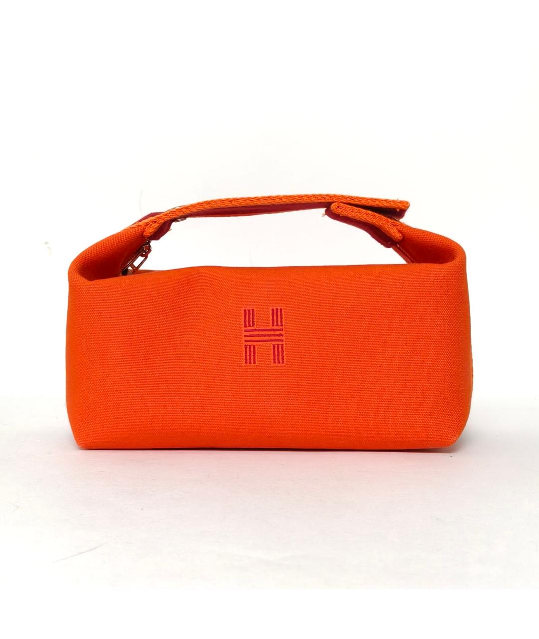 HERMES Оранжевая тканевая косметичка, фото 5