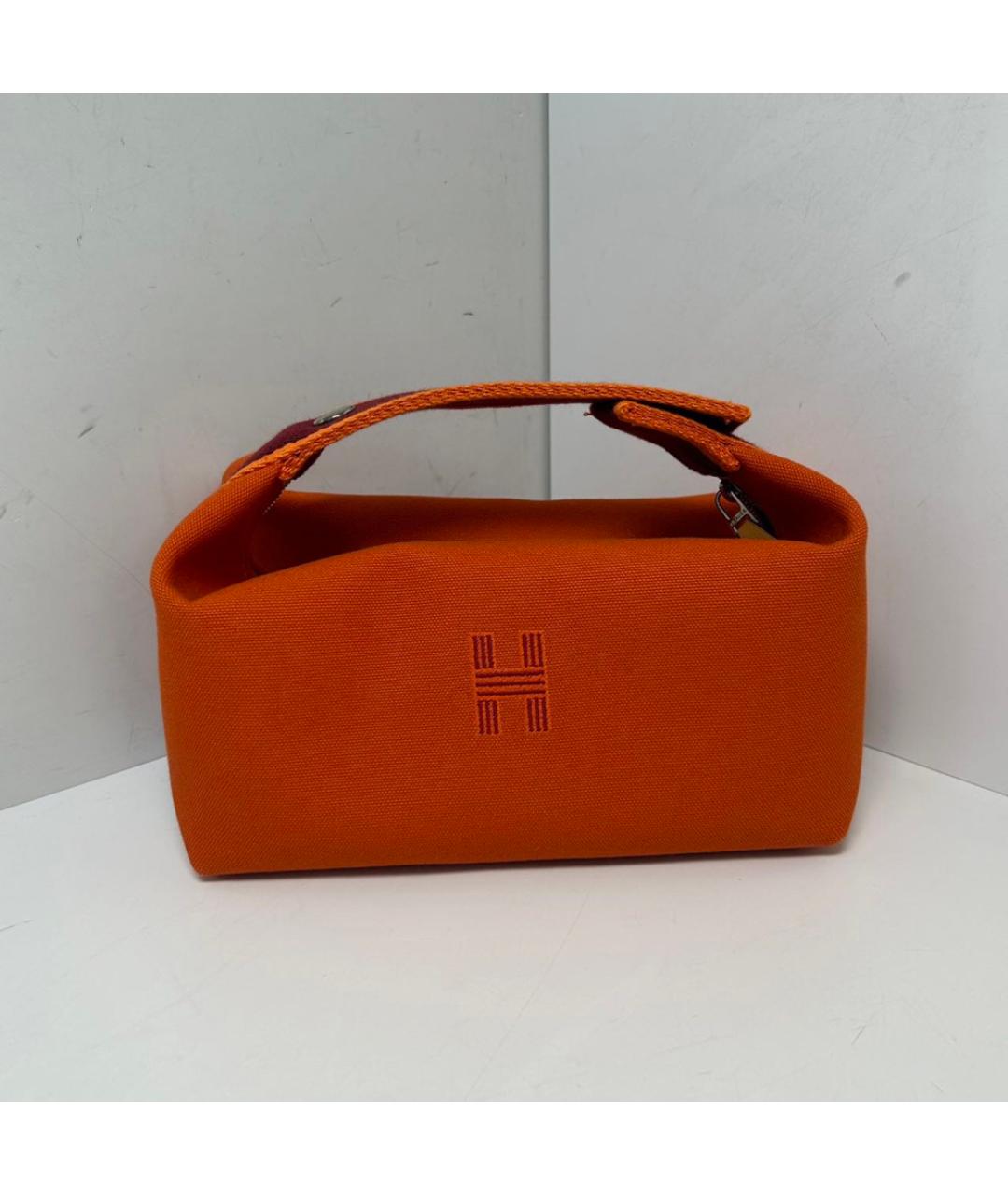 HERMES Оранжевая тканевая косметичка, фото 9