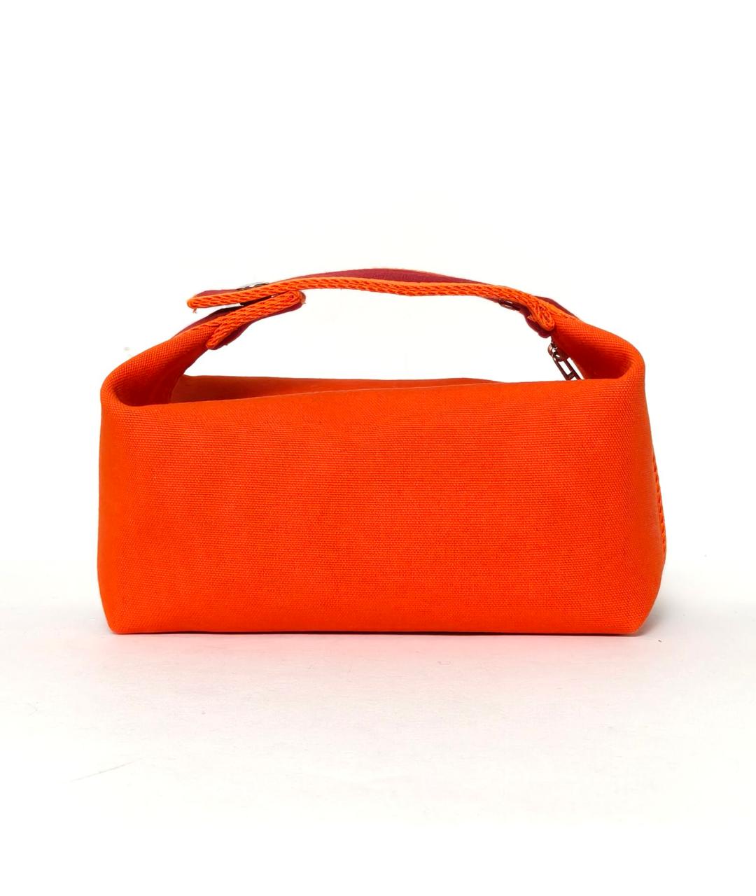 HERMES Оранжевая тканевая косметичка, фото 2