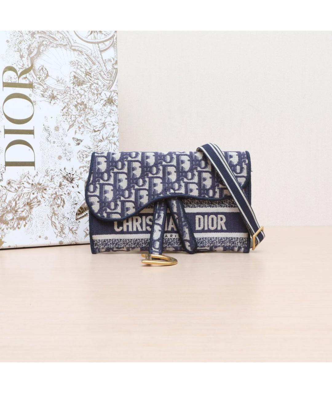 CHRISTIAN DIOR Синяя тканевая поясная сумка, фото 2