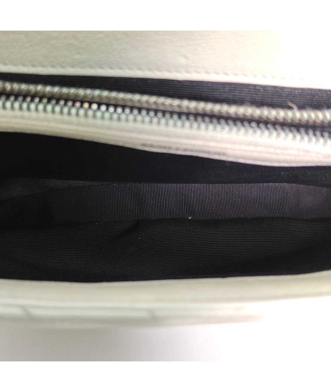 SAINT LAURENT Белая кожаная сумка через плечо, фото 3