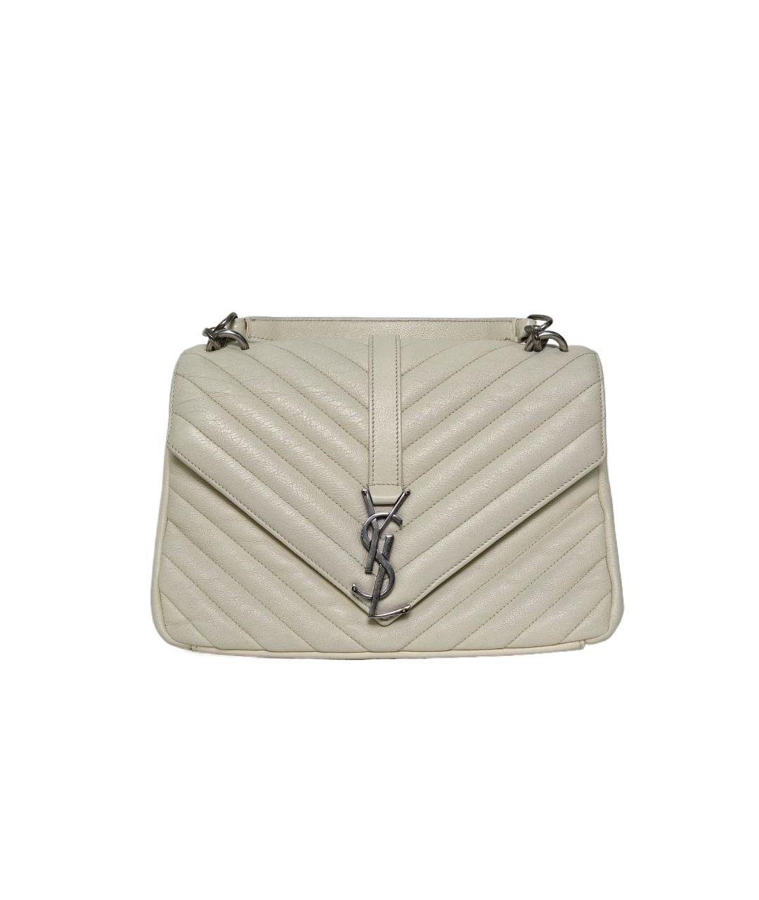 SAINT LAURENT Белая кожаная сумка через плечо, фото 1
