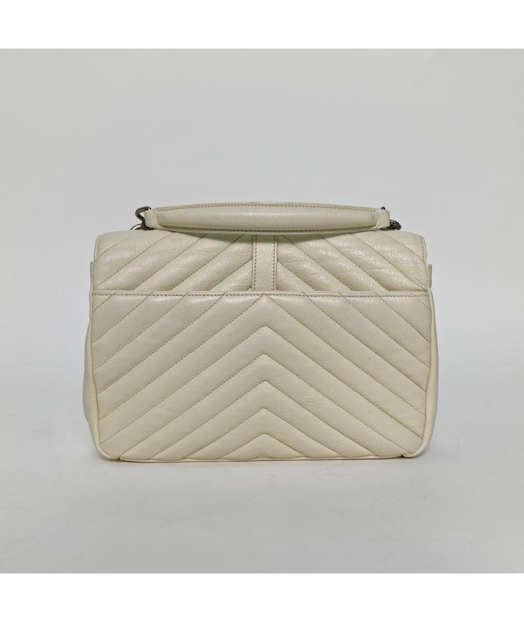 SAINT LAURENT Белая кожаная сумка через плечо, фото 7