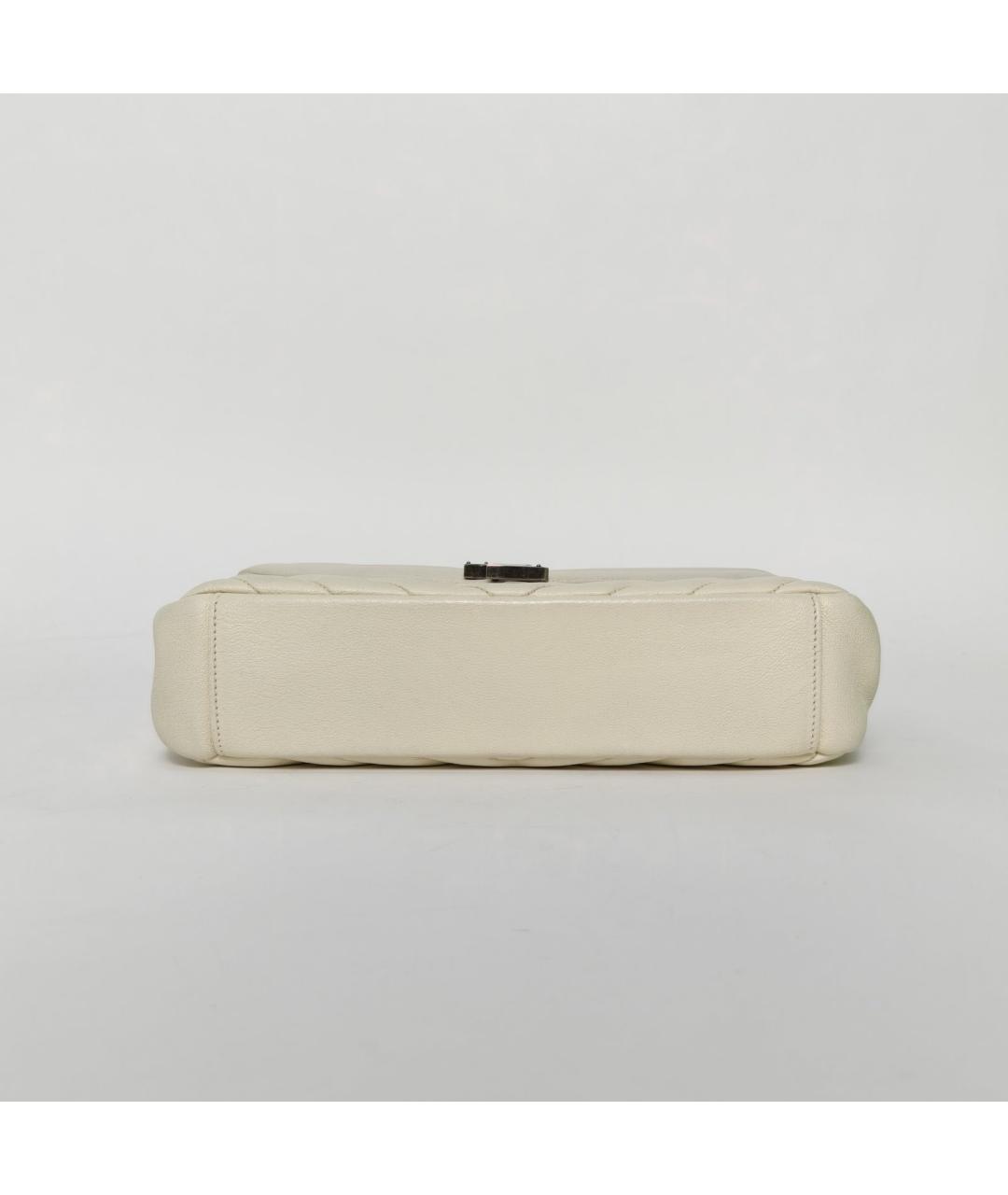 SAINT LAURENT Белая кожаная сумка через плечо, фото 9